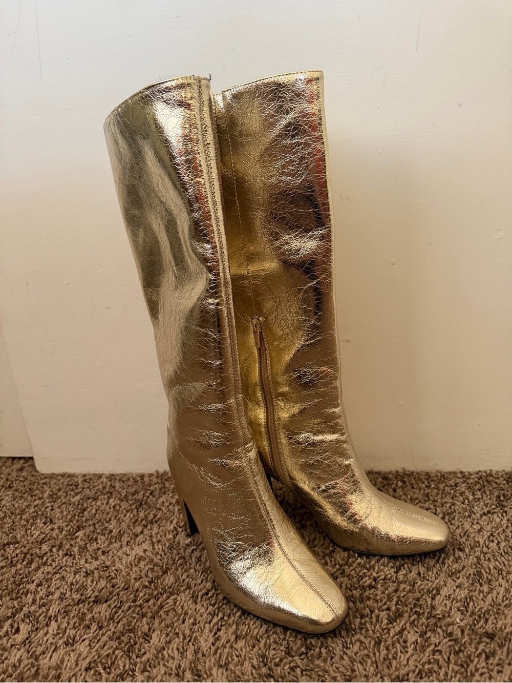 Gold Metallic Knee-High Women's Boots